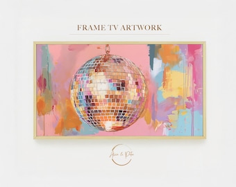Disco Ball Frame TV Art, Disco Party Frame TV Art, Mirrorball TV Digital, Fun Party Digital Art, Trendy Pastel Art, Living Room Decor
