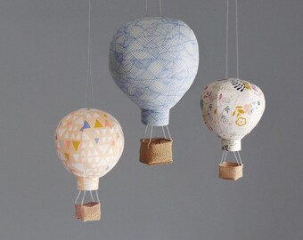 Multi Hot Air Balloons - Nursery, Wedding and Baby Shower Decor - Travel and Explore Themed - Colors Your Choice