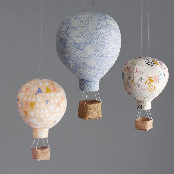 Multi Hot Air Balloons - Nursery, Wedding and Baby Shower Decor - Travel and Explore Themed - Colors Your Choice