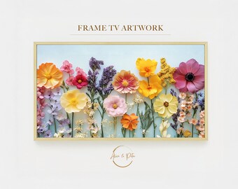 Wildflower Frame TV Art, Summer Frame TV Art, Cottagecore Digital TV Art, Floral Wall Art Screensaver, Texture Living Room Wall Decor