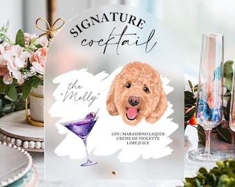 Dog Arched Signature Cocktail Drink Menu, Pet Drink Menu, Wedding Bar Sign, Signature Wedding Cocktail Menu, Personalized Wedding Drink Sign