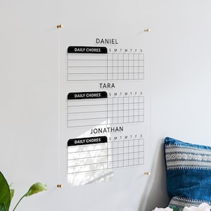 Personalized Acrylic Chore Chart, Kid&#39;s Chore Chart, Kid&#39;s Whiteboard, Kids Dry Erase Board, Custom Chore Chart, Clear Chore Chart