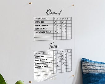 Chore Chart for Kids Room, Acrylic Chore Chart, Personalized Chore Chart, Kid's Whiteboard, Kids Dry Erase Board, Custom Chore Chart