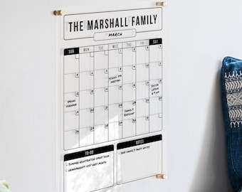 Personalized Acrylic Wall Calendar, Personalized Wall Calendar, Dry Erase Calendar, 2023 Wall Calendar, Weekly Planner, Large Wall Calendar