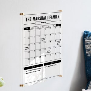 Personalized Acrylic Wall Calendar, Personalized Wall Calendar, Dry Erase Calendar, 2023 Wall Calendar, Weekly Planner, Large Wall Calendar