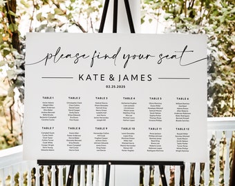 Custom Wedding Seating Chart, Please Find Your Table Wedding Sign, Modern Wedding Décor, Wedding Guest Seating Chart, Welcome Sign