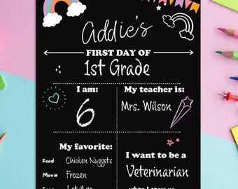 Back to School Sign - First Day of School Chalkboard - Reversible 1st Day Of School Sign - Reusable First And Last Day Of School Photo Prop