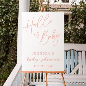 Personalized Baby Shower Sign, Hello Baby Welcome Sign, Baby Girl Baby Shower, Baby Shower Decor, Custom Baby Shower Acrylic Sign