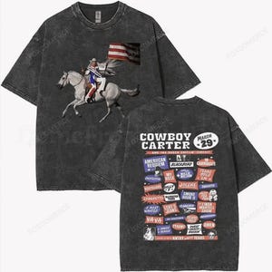 Cowboy Carter Hat Graphic Tee - Beyonce Vintage Oversized Cotton Shirt