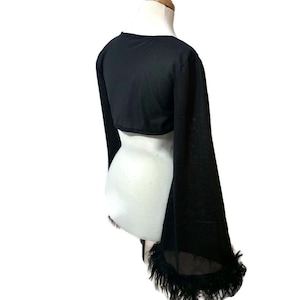 Goth Black Shrug Gothic Bolero Festival Wear Long Flared Bell Sleeves Monster Fur Trim Womens S M L XL 2X 3X