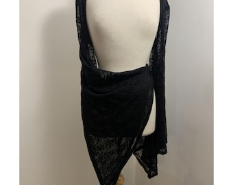 Black Goth Lace Shrug, Embroidered Bell Sleeve Bolero, Dark Festival Wear