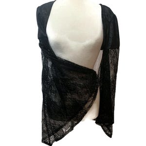 Black Goth Shrug Velvet and Lace Bolero Trad Romantic Gothic Dark Accademia Witch Witchy Long Wide Flared Bell Sleeves Womens S M L XL 2X 3X