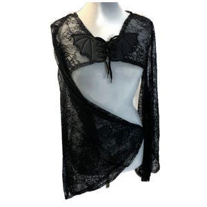 black Goth Bat Shrug Gothic Lace Bolero Extra Flared Bell Sleeves Corset Lace Up Romantic Trad Gothic Whimsigoth Witch Witchy S M L XL 2X 3X