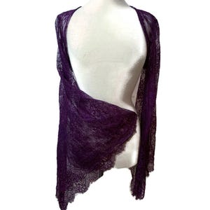 Goth Purple Shrug Eyelash Lace Gothic Bolero Wide Flared Bell Sleeves Festival Wear Romantic Victorian