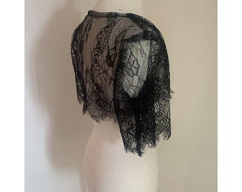 Black Lace Shrug Short Sleeve Goth Bolero Jacket Witchy Crop Cardigan