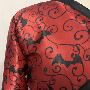 Bat Goth Shrug Bolero Trad Gothic Vampire Witch Witchcore Red Black Satin Flared Bell Sleeve Top Topper Halloween Costume Women’s S M L XL