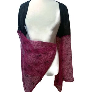 Halloween Spiderweb Shrug Black Velvet Bolero Bright Pink Mesh Flared Bell Sleeves Goth Gothic Witch Vampire Costume Womens S M L XL