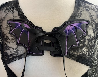 Halloween Bat Shrug with Flared Bell Sleeves, Witchy Bolero for Costume