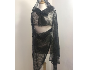 Halloween Hooded Bolero Ethereal Shrug Horror Costume Vampire Dark Elven Witchy Topper