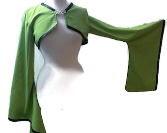 Kimono Shrug Lime Green Bolero Neon Green Black Bolero Goth Gothic  Festival Wear Unique Long Full Sleeves