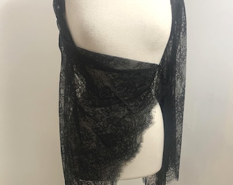 Goth Black Shrug Gothic Bolero Eyelash Lace Extra Flared Bell Sleeves Festival Wear Romantic Trad Goth Witch Witchy Whimsigoth