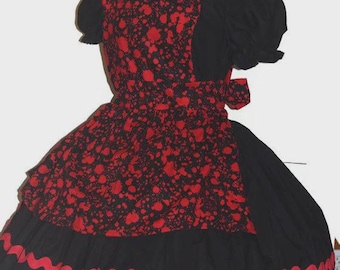 Goth Alice in Wonderland Costume, Horror Blood Splatter Halloween Dress, Custom Gothic Cosplay Apron Set