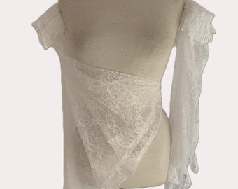 Ethereal Bridal Sleeves with Huge Flared Bell Hem, Removable Detachable Floral Lace Wedding Gown Arm Cuffs
