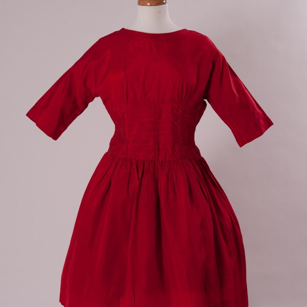 Vintage Dress - Red Vintage Dress -  50s Vintage Dress - Vintage Prom Dress - Retro Dress - Pinup Dress - Vintage Pin Up Dress - Red Taffeta