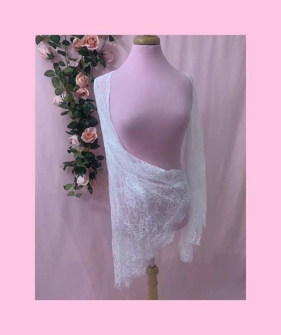 White Bridal Shrug, Eyelash Lace Wedding Bolero, Wuthering Heights Wide Bell Sleeve Jacket, Cottagecore Shawl