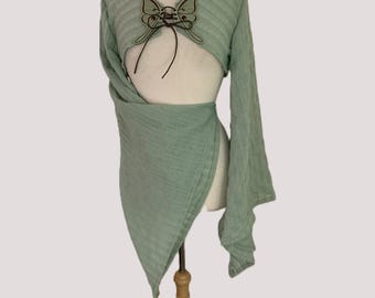 Moth Shrug Butterfly Bolero Bohemian Wide Flared Bell Sleeves Elven Fairy Wiccan Boho Hippy Burning Man Festival Wear Sage Green