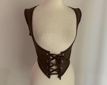 Brown Renaissance Bodice, Underbust Lace Up Vest, Ren Faire Wench Corset, Medievalcore Festival Wear, Witchy Stays, Pirate Top