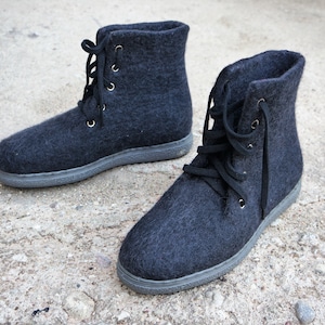 Men’s Vintage Winter Boots- 1920s to 1950s     Handmade winter black felted boots for men with rubber soles / Eco friendly warm men shoes  AT vintagedancer.com