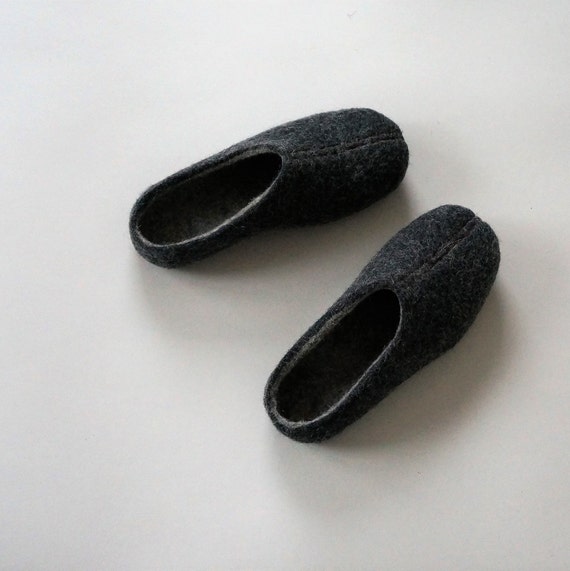 grey wool slippers