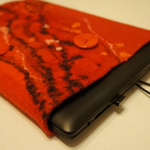 Custodia per laptop in feltro grigio/Borsa per laptop fatta a mano/Borsa per computer rossa/Custodia per computer in feltro in pelle di pelle di lana merino/iPAd/custodia iPAD/Macbook