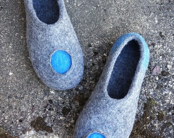 Shoes for men/Slippers/Rubber/House shoes/Men shoes/unisex/Women slipper/For him/Eco friendly/Grey/Wool felt/Soles/Men/Wool slippers