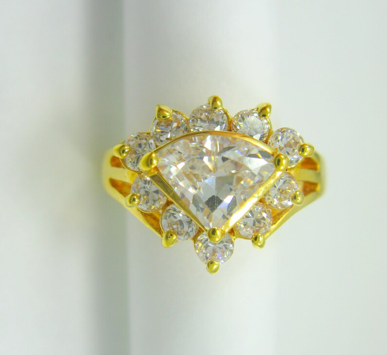 Trillion Cut Triangle CZ Ring. Cubic Zirconia Statement Ring. Etsy