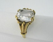Vintage Colorless Synthetic Spinel 10K Solid Gold Art Deco Ring