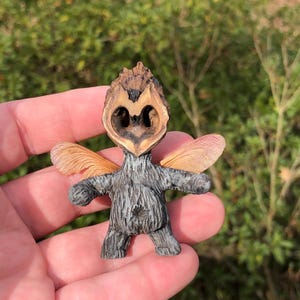 Brynwood Forest Folk Woodland Fairy polymer clay figurine walnut shell folk art tree leaf spirit
