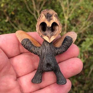 Brynwood Forest Folk Woodland Fairy polymer clay figurine walnut shell folk art tree leaf spirit
