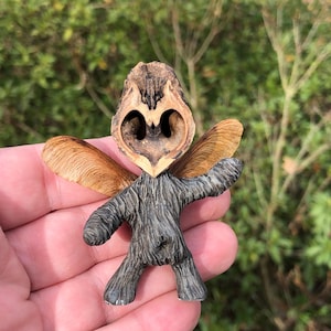 Brynwood Forest Folk Woodland Fairy polymer clay figurine walnut shell folk art tree leaf spirit