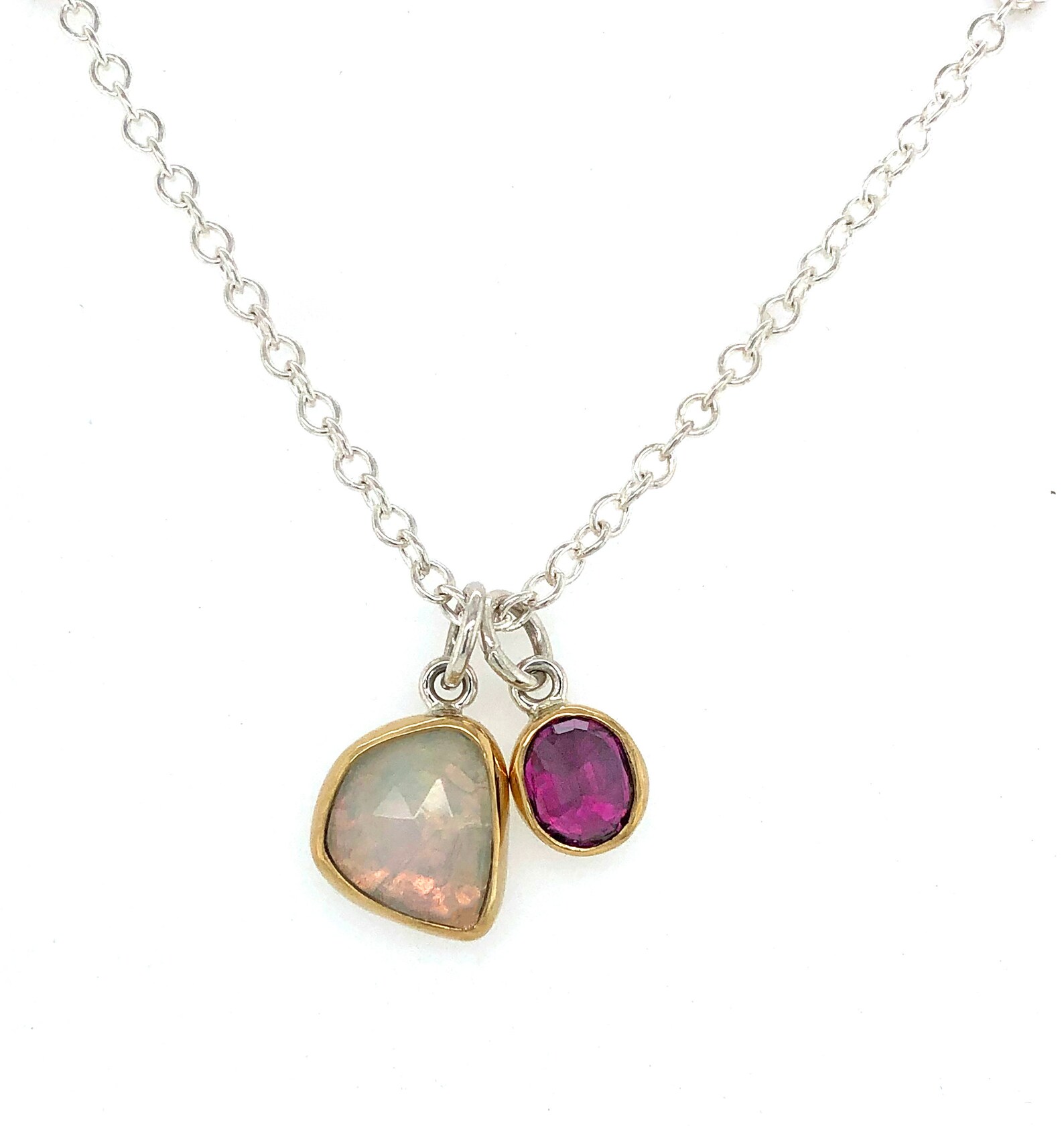 Opal and Necklace in 18k Gold and Sterling Silver Etsy