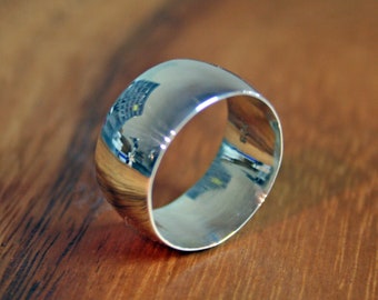 Wide Band Ring, 925 Sterling Silver, Half Round Cigar Band Ring, Minimalist Ring, Wide Silver Wedding Bands, Wide Silver Ring