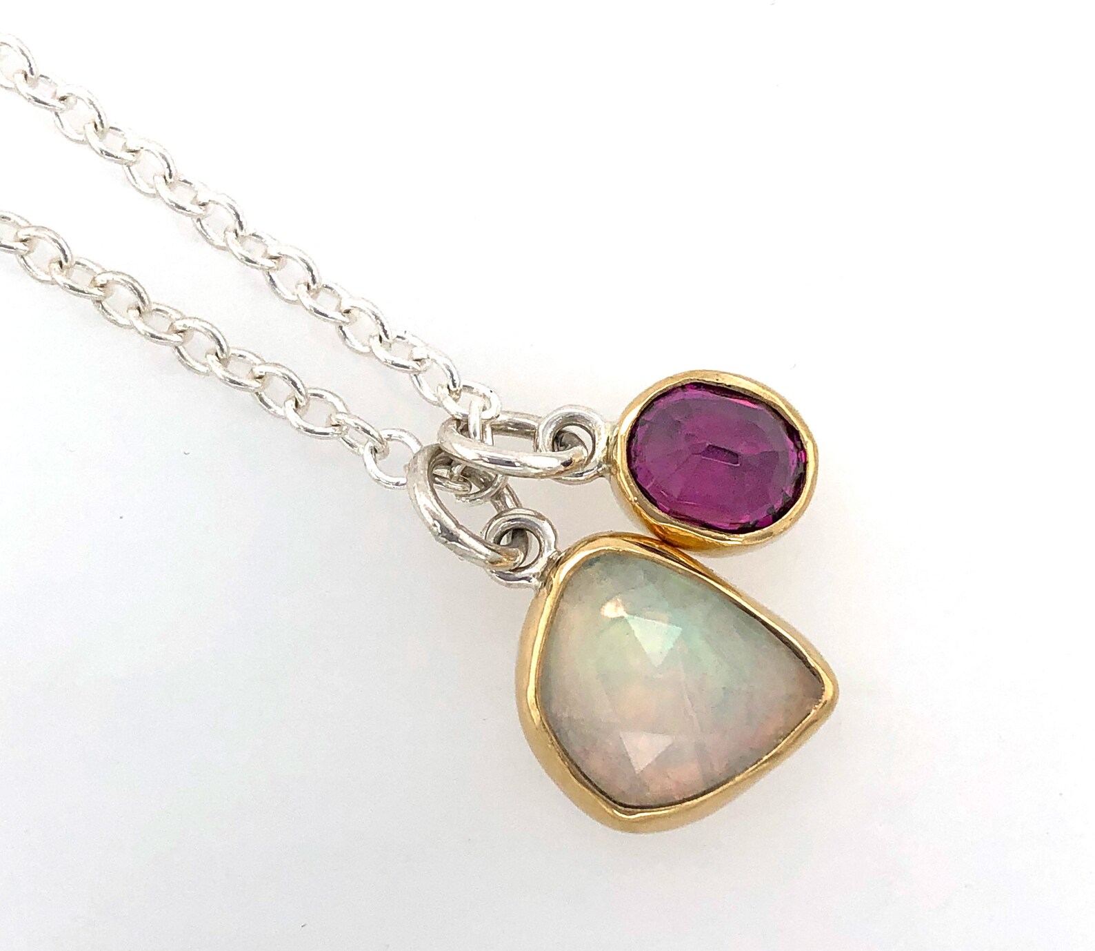 Opal and Necklace in 18k Gold and Sterling Silver Etsy