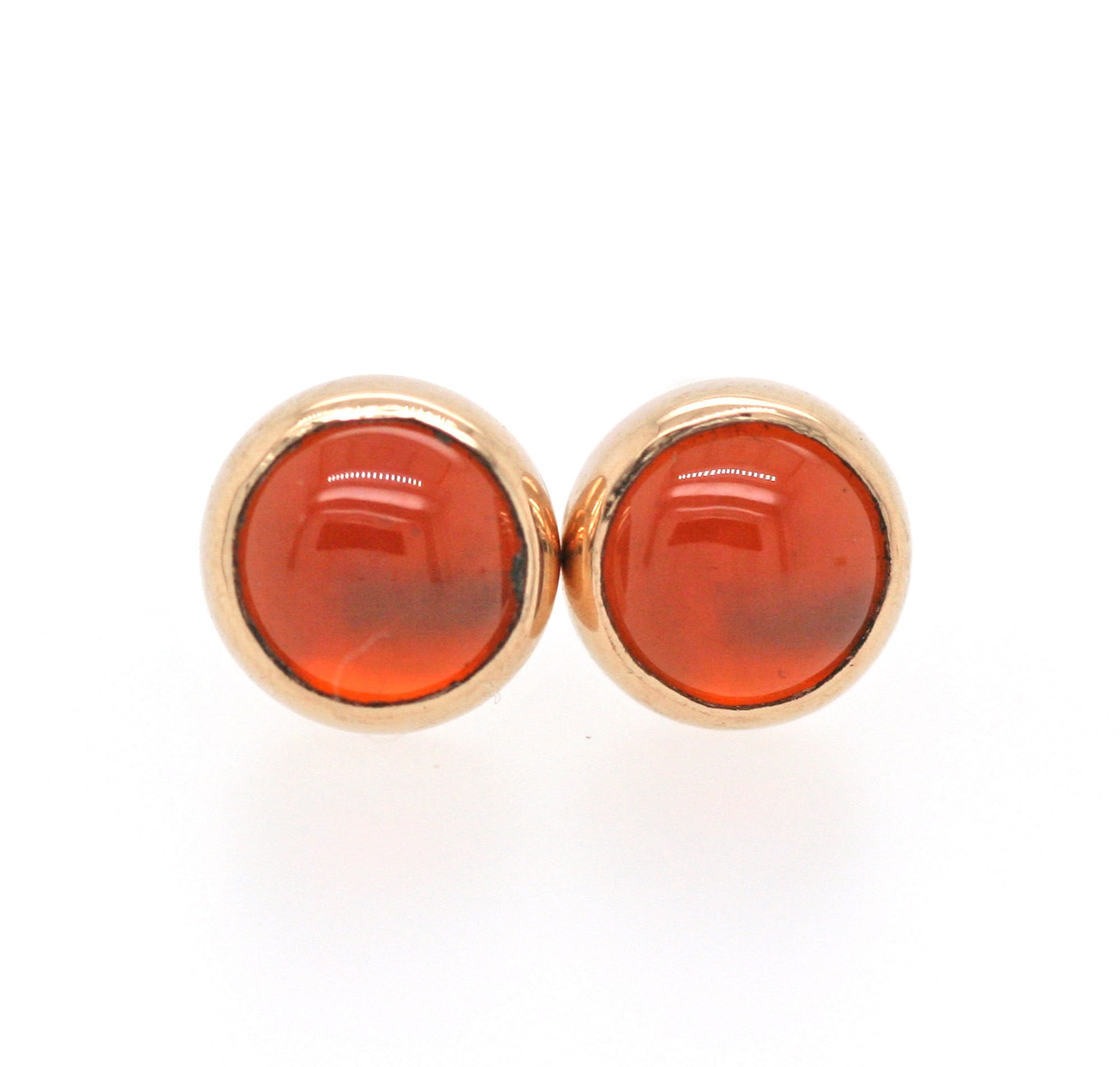 Orange Garnet Stud Earrings Solid 14k Gold Earrings Solid | Etsy