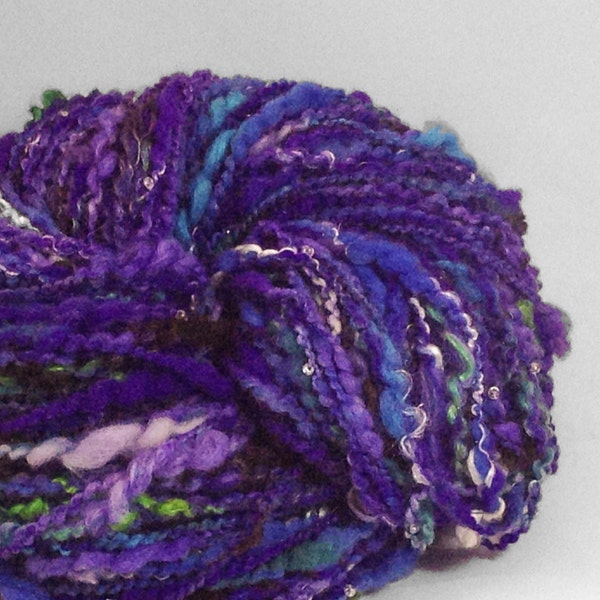 Handspun Beaded Art Yarn - Wool, Baby Alpaca, Kid Mohair, Silk