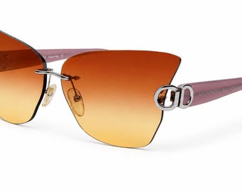 Alessandro Dell'Acqua Rika AD18036 Rimless Butterfly Brown Orange Sunglasses