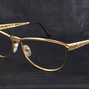 Lotos 80071 Solid 18kt Gold Large Cat Eye Frames Rare Collectible Vintage European Jewelry Women's Fancy 60 mm Eyeglasses Germany 1990s NOS