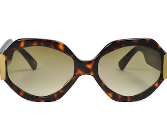 Roberto Capucci 758 Women's Hexagon Quilted Italian Tortoise Black Sunglasses