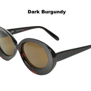 Club LA 8251 Women's Jackie O Vintage 60s 70s Oversized Oval Concave Blond Burgundy French Design Sunglasses Dark Burgundy