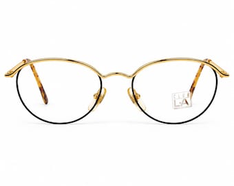 Club LA 6101 Modified Cat Eye Frames Metal Bronze Black Eyeglasses 90s Italy NOS
